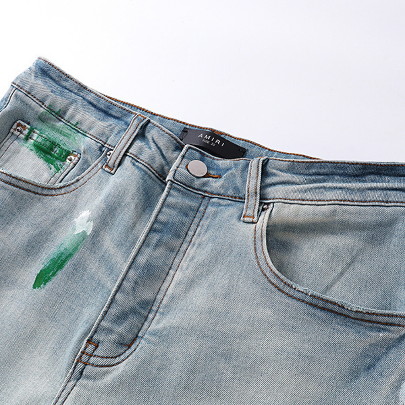 Amr Staggered Blue Jeans