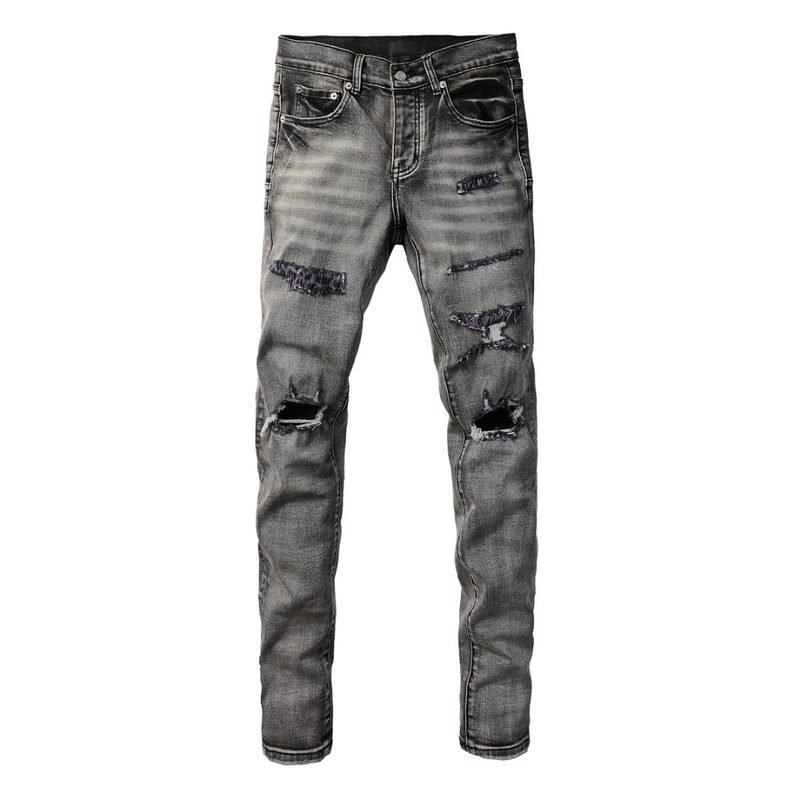Purple Grey Ripped Jeans