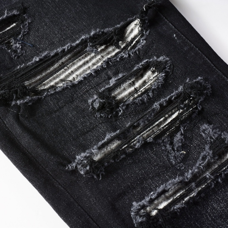 Amr Ripped Patch Black Jeans