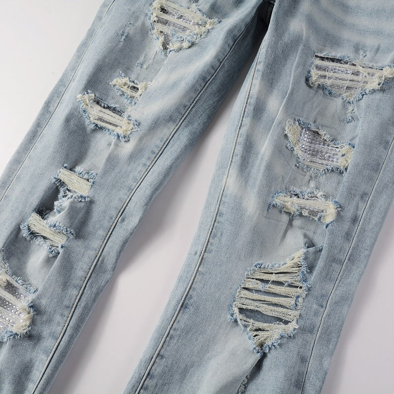 Amr Light Blue Patch Jeans Azul