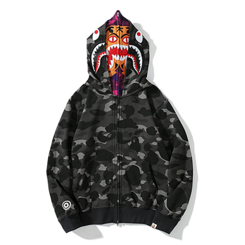 Bape Zip Hoodie Camo Negro Tiger Rojo