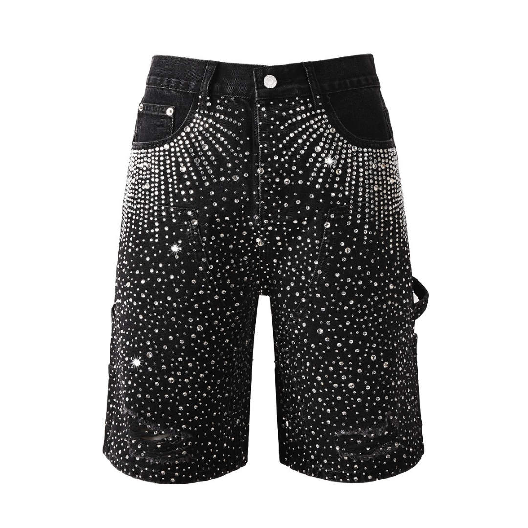 Purple Shorts Negro Estrellas Blancas