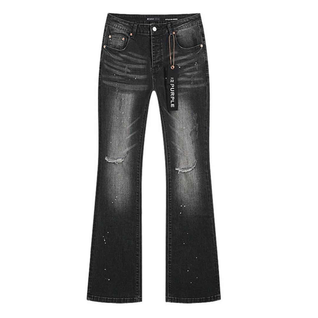 Purple Flared Jeans Camo Negro Blanco