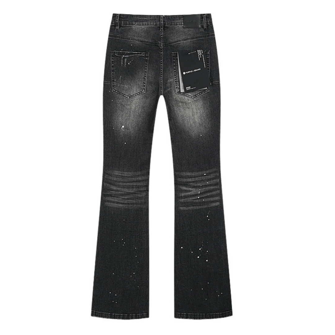 Purple Flared Jeans Camo Negro Blanco