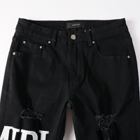 Amr Ripped White Logo Jeans