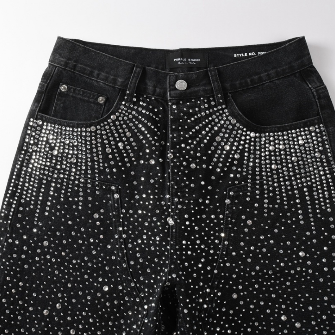 Purple Shorts Negro Estrellas Blancas