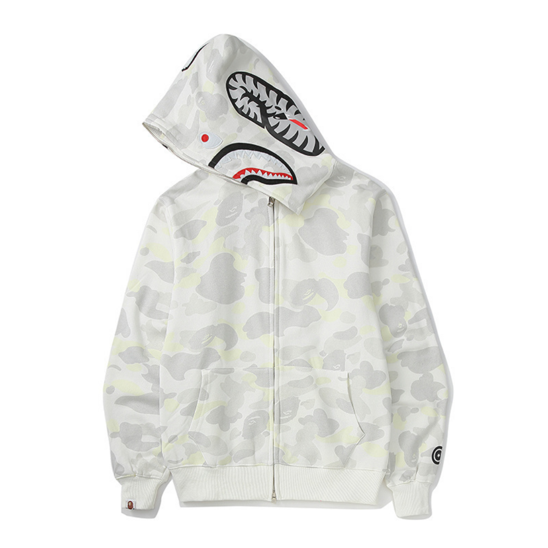 Bape Zip Hoodie Camo Blanco