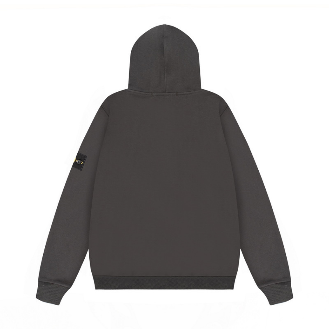Buzo Stone Island Gris Negro Logo Verde