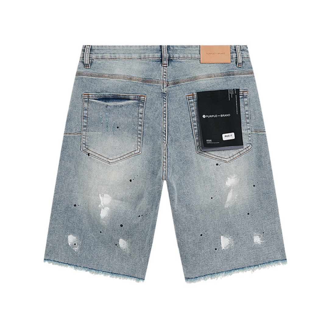 Purple Shorts Lavado Claro Roturas 6