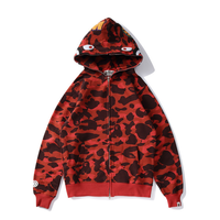 Bape Zip Hoodie Camo Negro Rojo