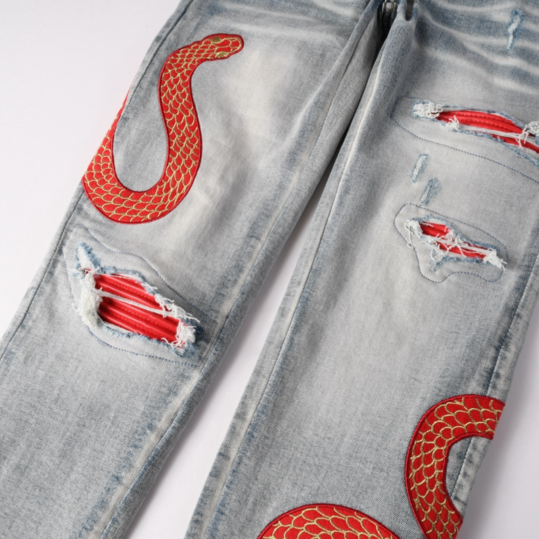 Amiri Red Snake Jeans · Talla 28 · Stock 1