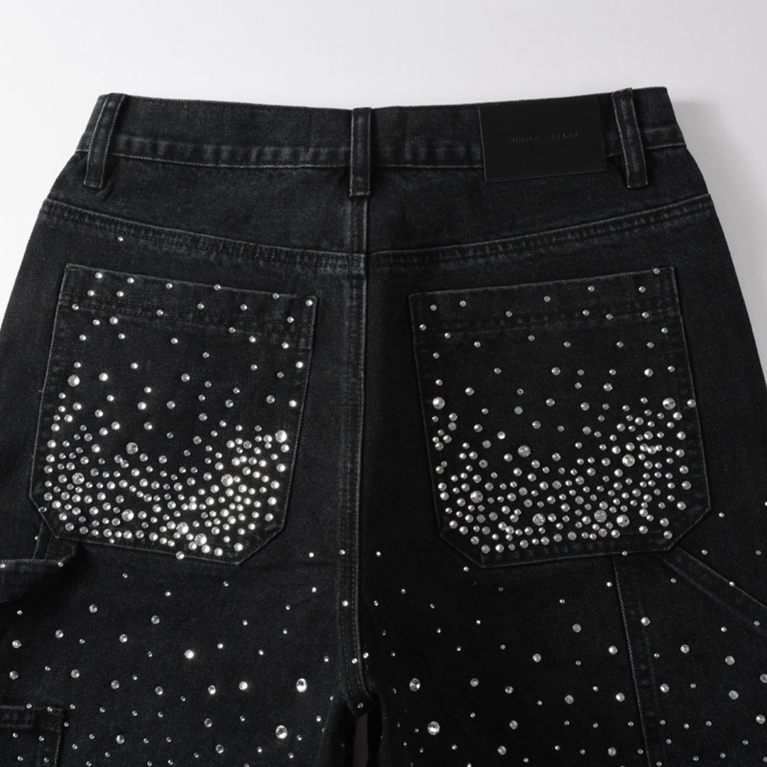 Purple Shorts Negro Estrellas Blancas