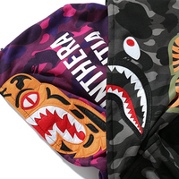 Bape Zip Hoodie Camo Negro Tiger Rojo