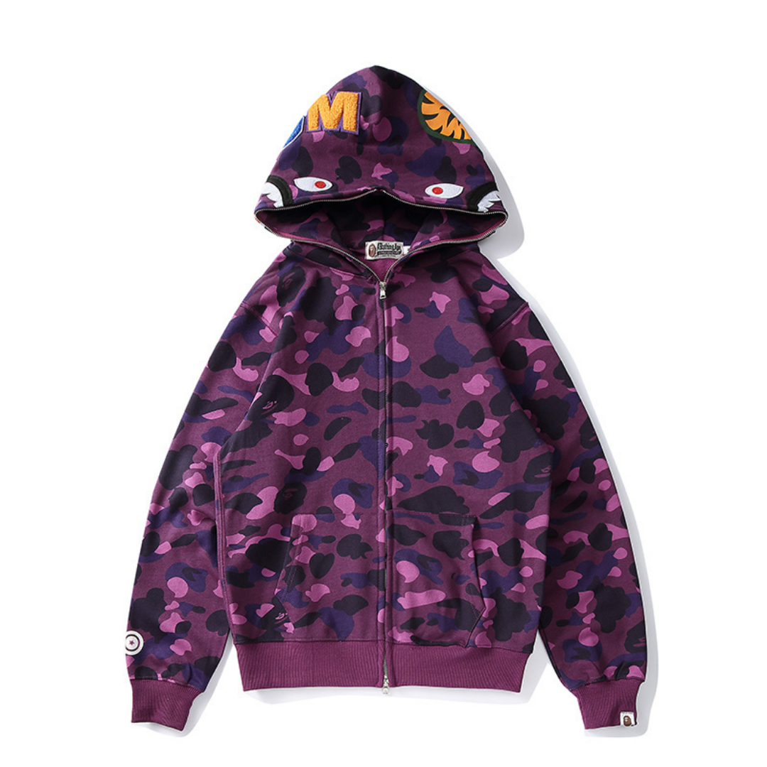 Bape Zip Hoodie Camo Negro Rojo