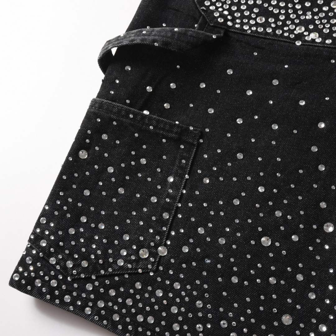 Purple Shorts Negro Estrellas Blancas
