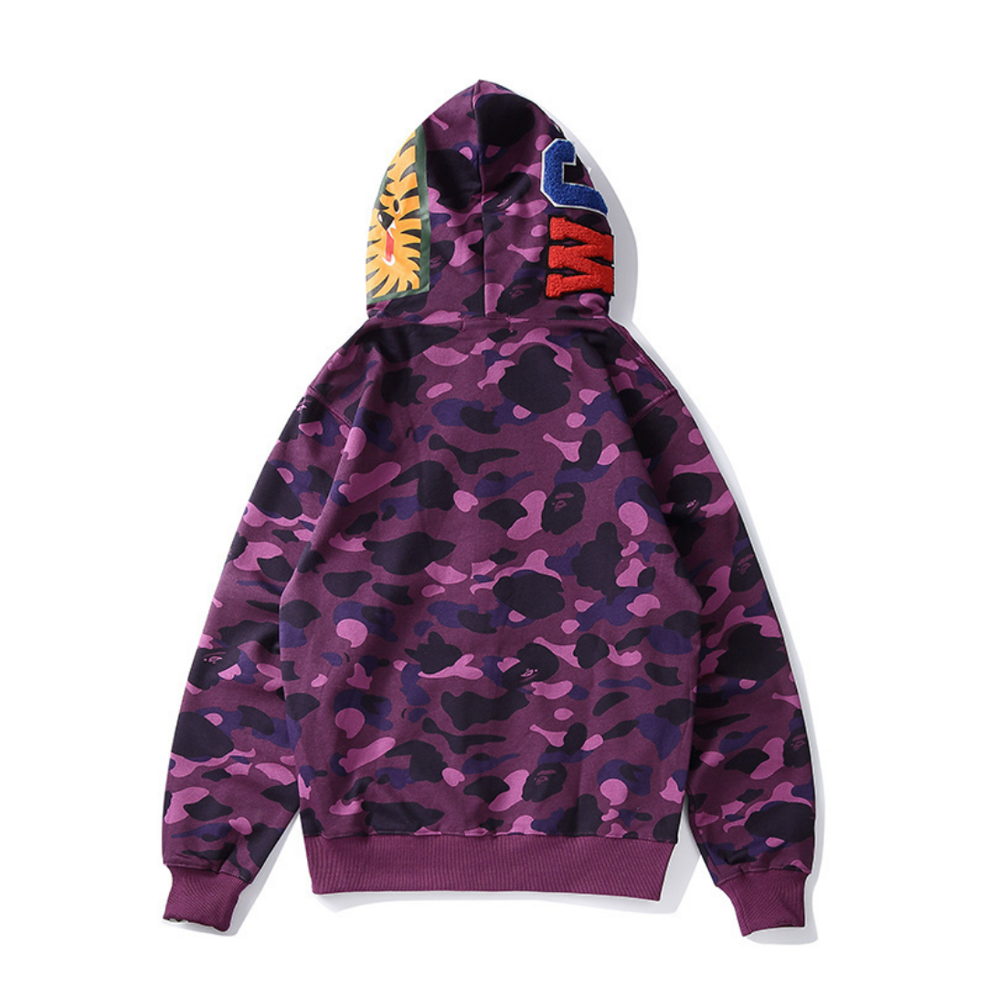 Bape Zip Hoodie Camo Negro Rojo