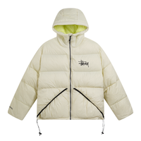Stussy Puffer Jacket Crema Logo Negro