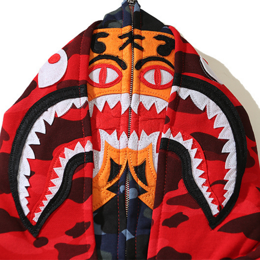Bape Shark Hoodie Camo Rojo