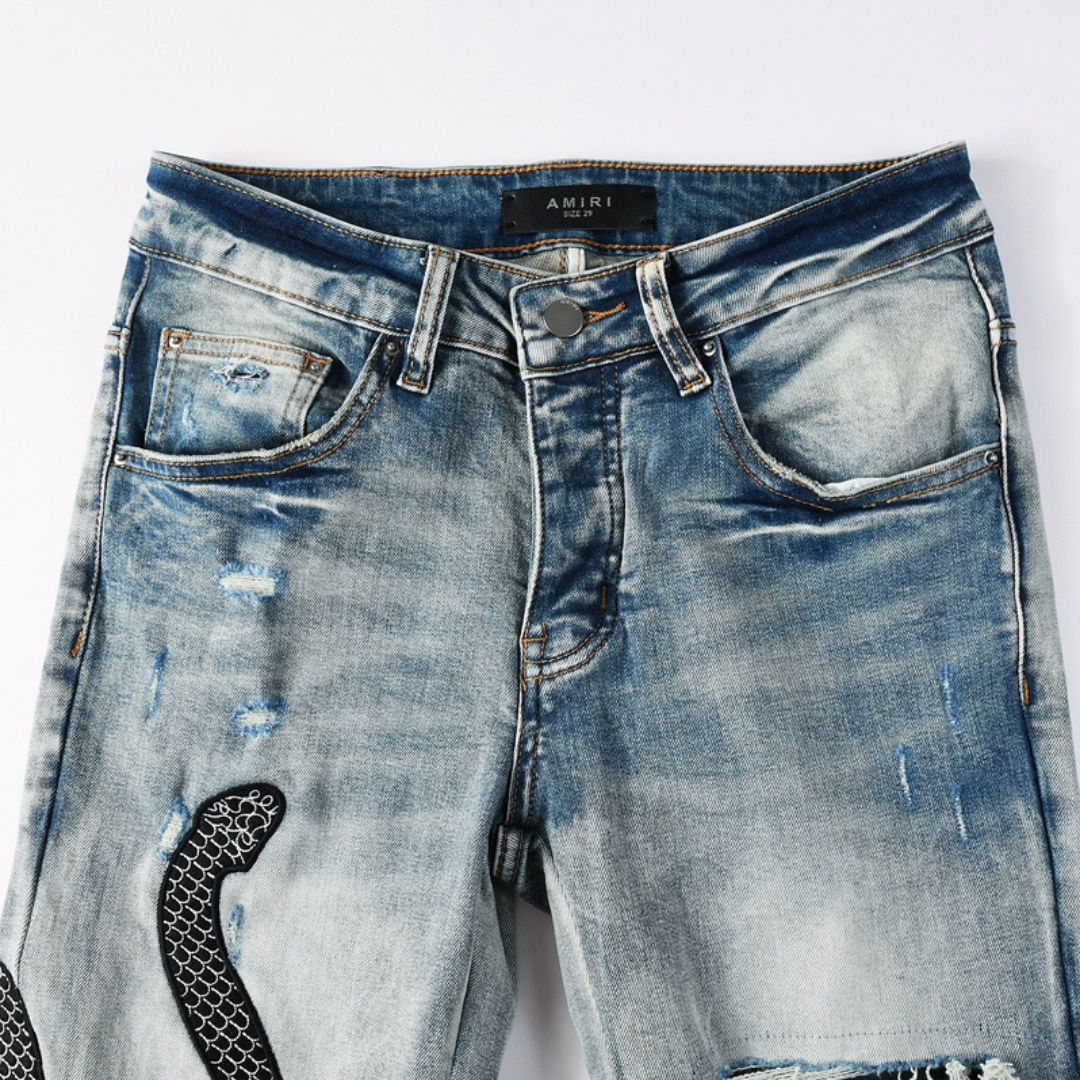Amr Black Snake Jeans Negro