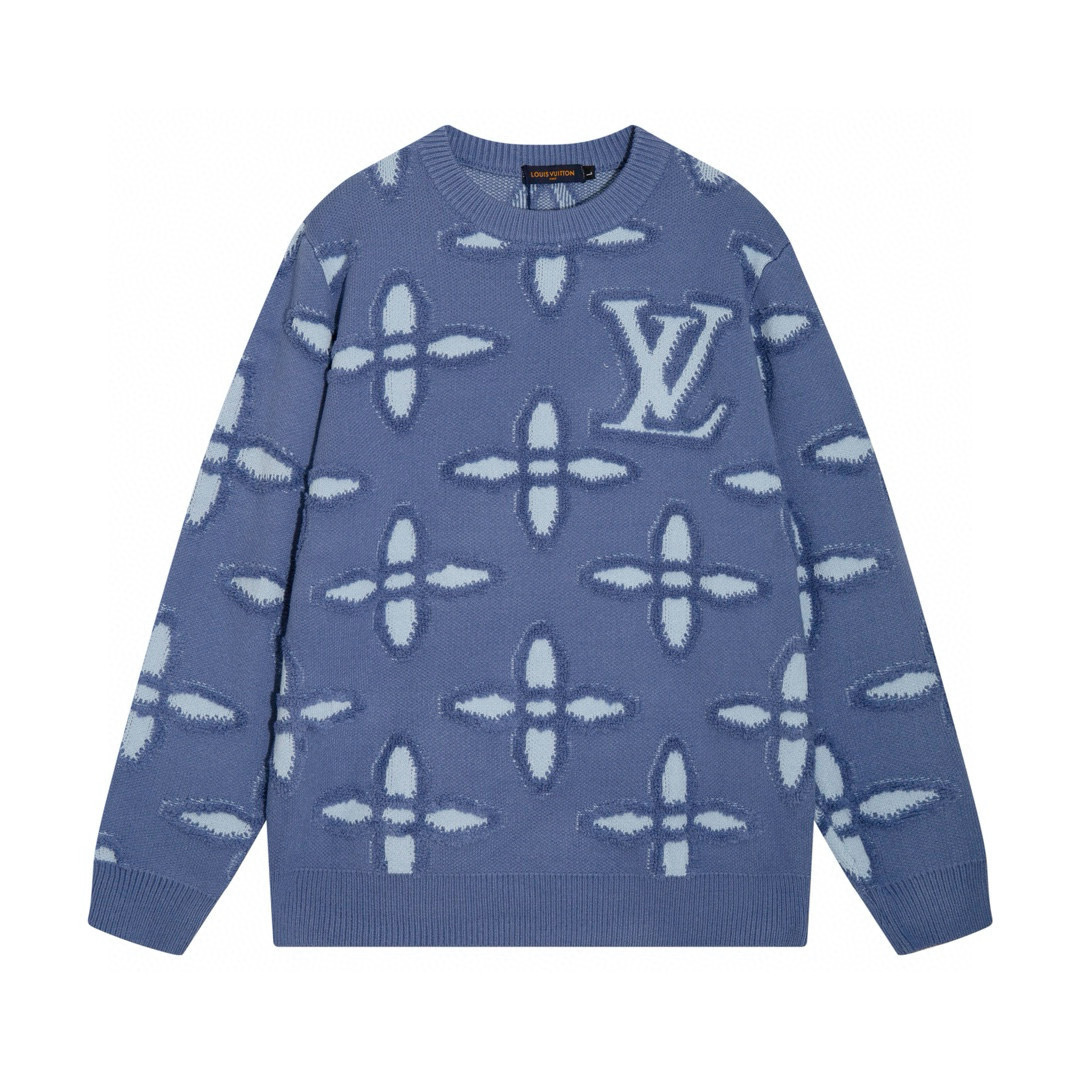 Monogram Sweater Monograma Azul Gris
