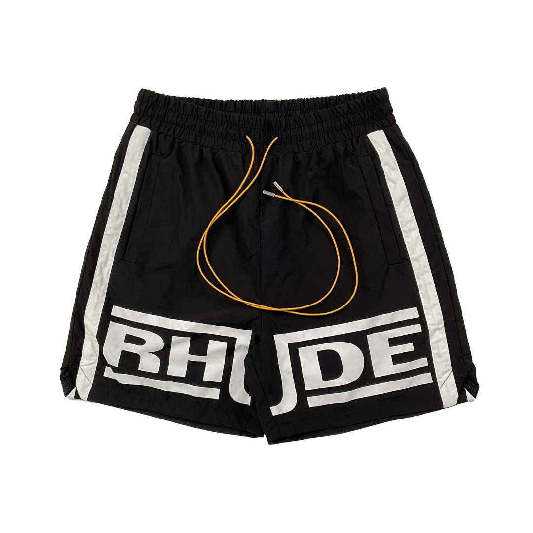 Pantalon Rh*de Negro Corto Negro Blanco Rhude