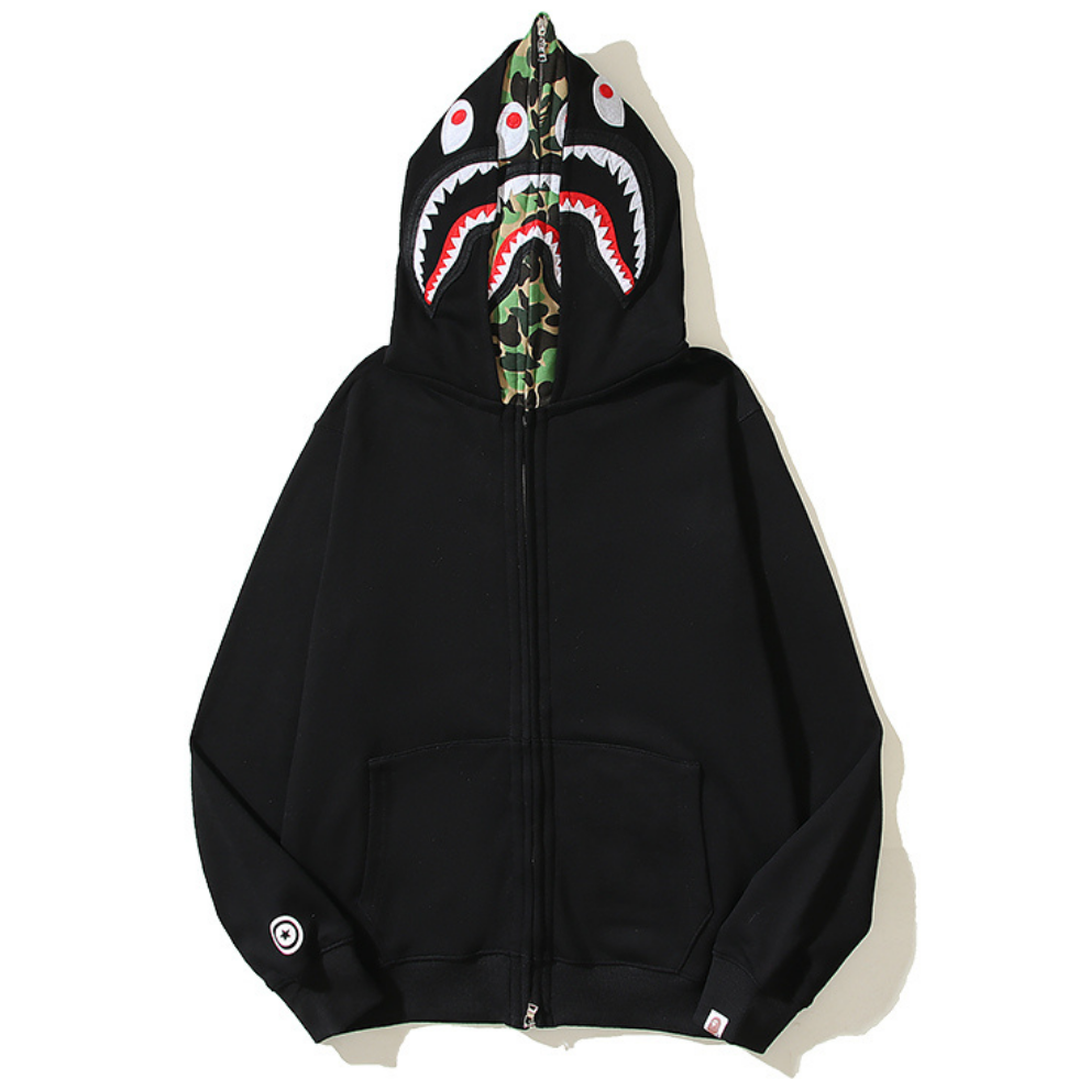 Bape Zip Hoodie Camo Negro Dientes