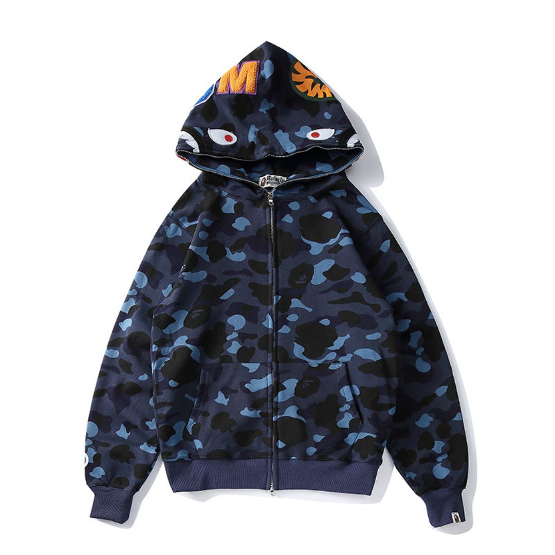 Bape Zip Hoodie Camo Azul