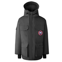 Goose Jacket Camo Negro Logo Rojo