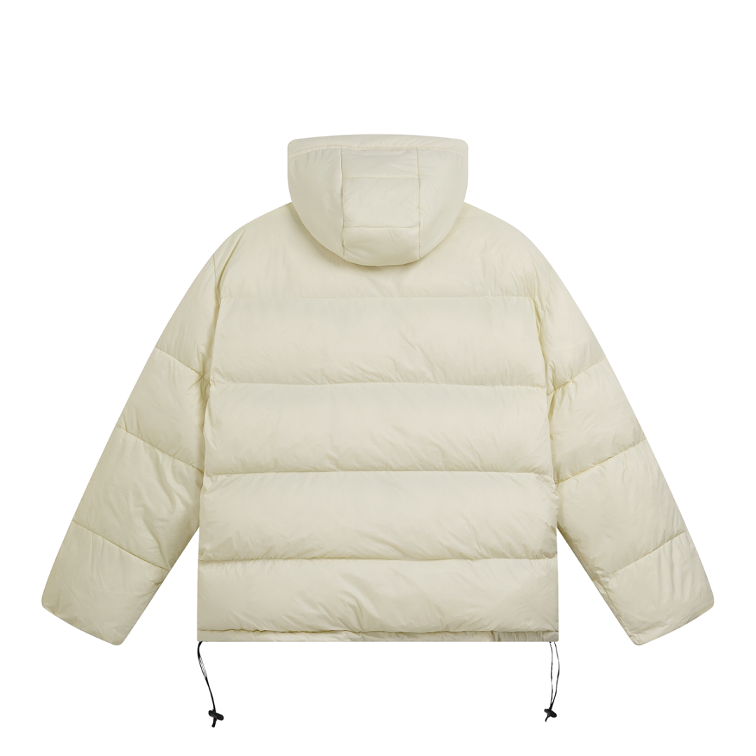 Stussy Puffer Jacket Crema Logo Negro