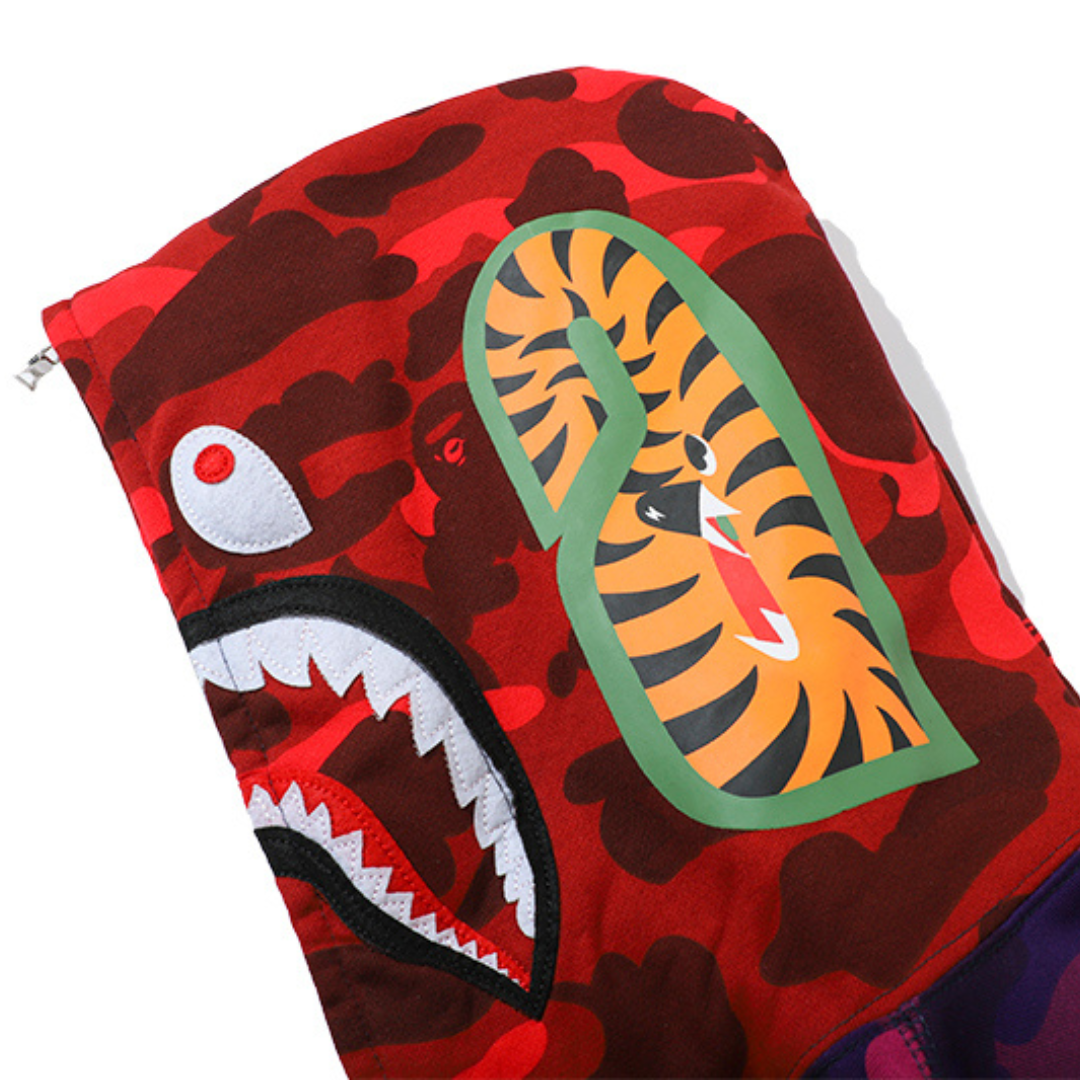 Bape Zip Hoodie Camo Rojo Shark