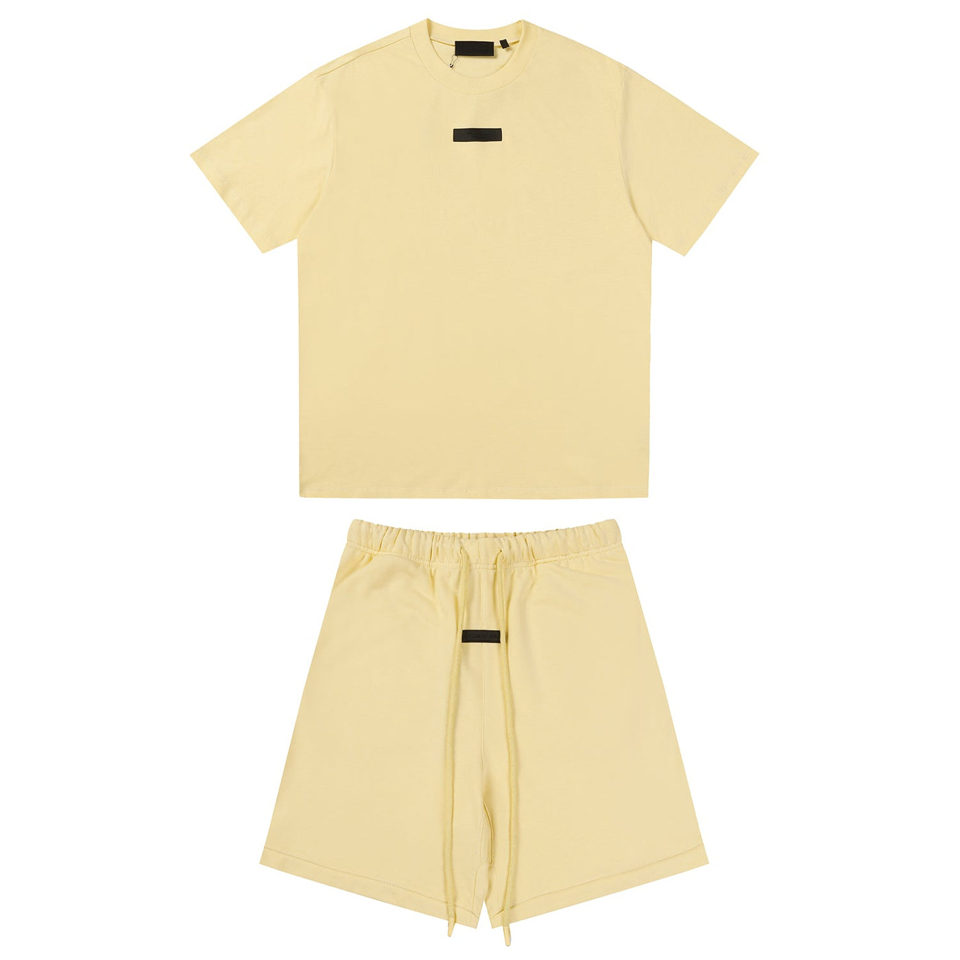 Essentials Short Set Liso Crema Bandas Negras