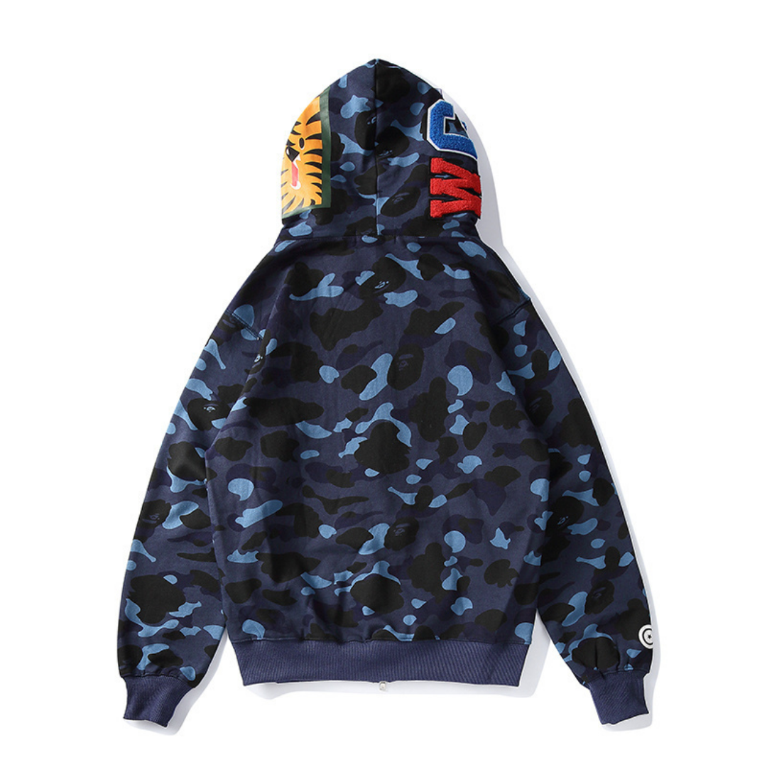 Bape Zip Hoodie Camo Azul