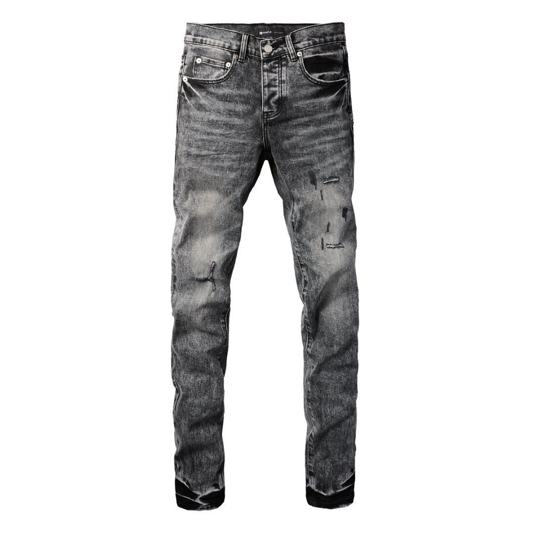 Purple Grey Ripped Jeans Lavado Claro Roturas