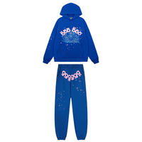 Conjunto Sp5der Azul Azul Blanco Logotipo Rosa