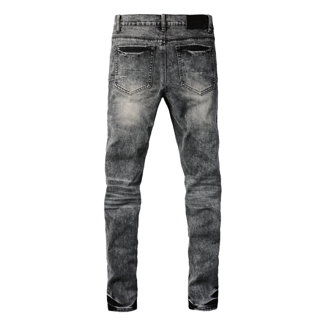 Purple Grey Ripped Jeans Lavado Claro Roturas