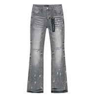 Purple Flared Jeans Lavado Claro Roturas 3