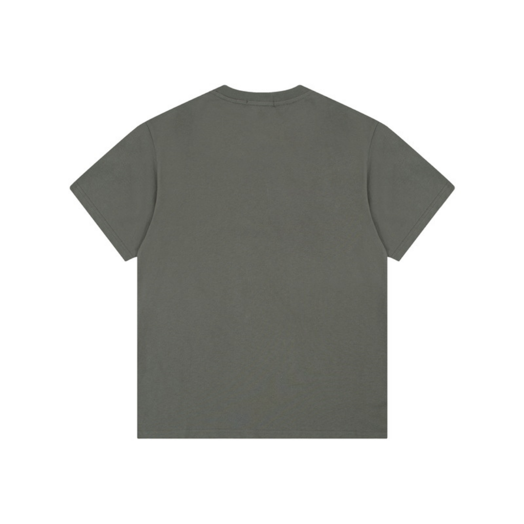 Camiseta Stone Island Gris Liso Verde Logo Blanco