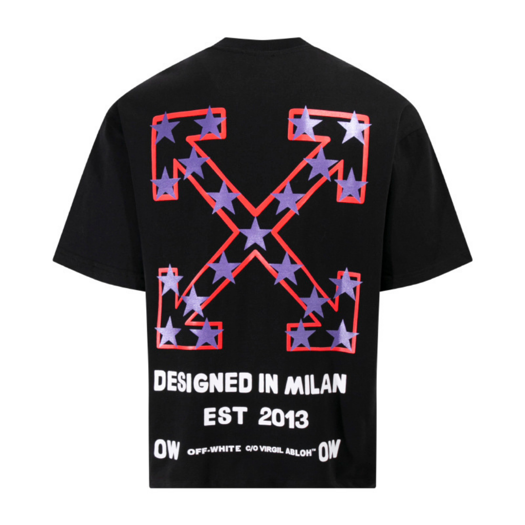 Off-White Off-W Monogram T-shirt - Blanco Estrellas Rojo Blanco