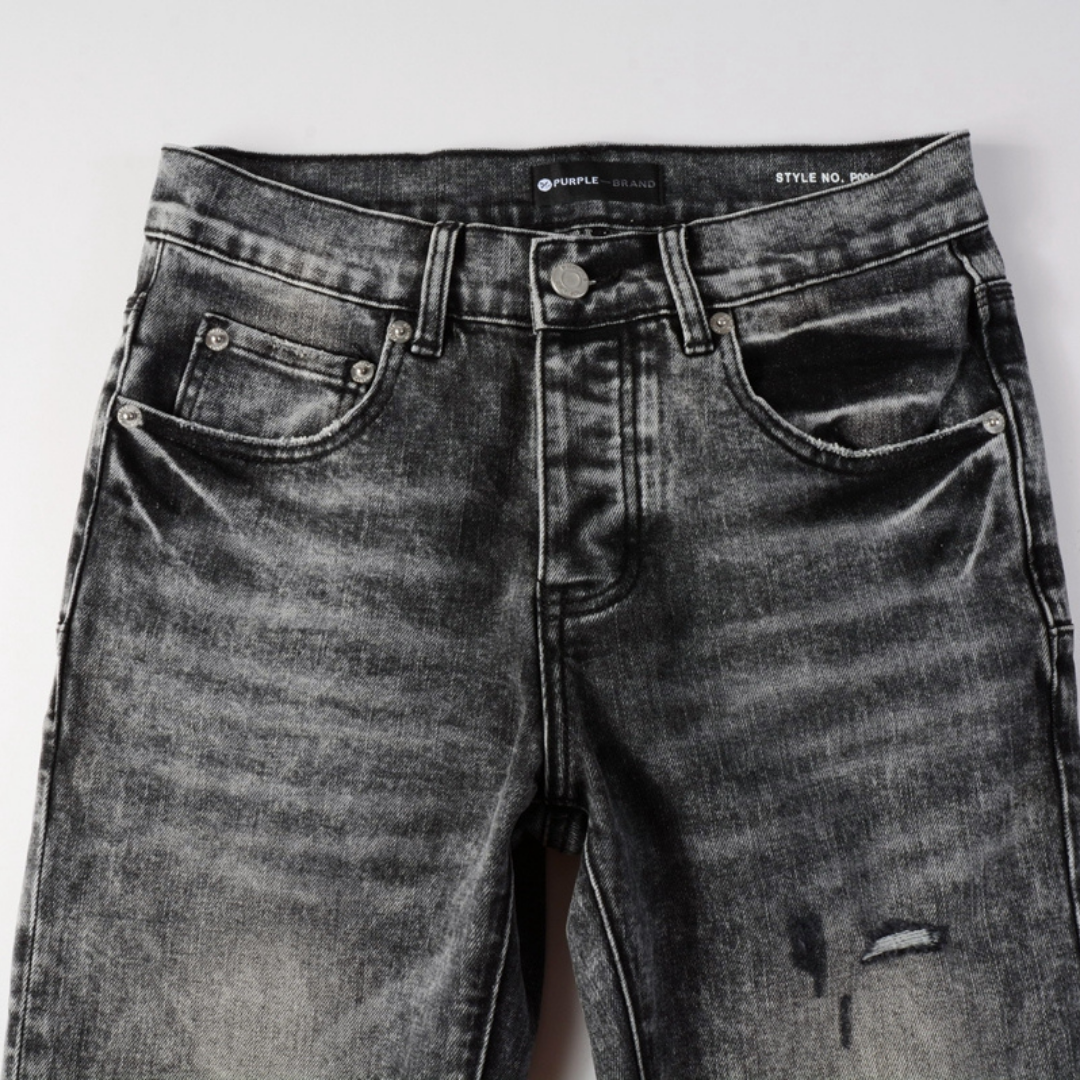 Purple Grey Ripped Jeans Lavado Claro Roturas