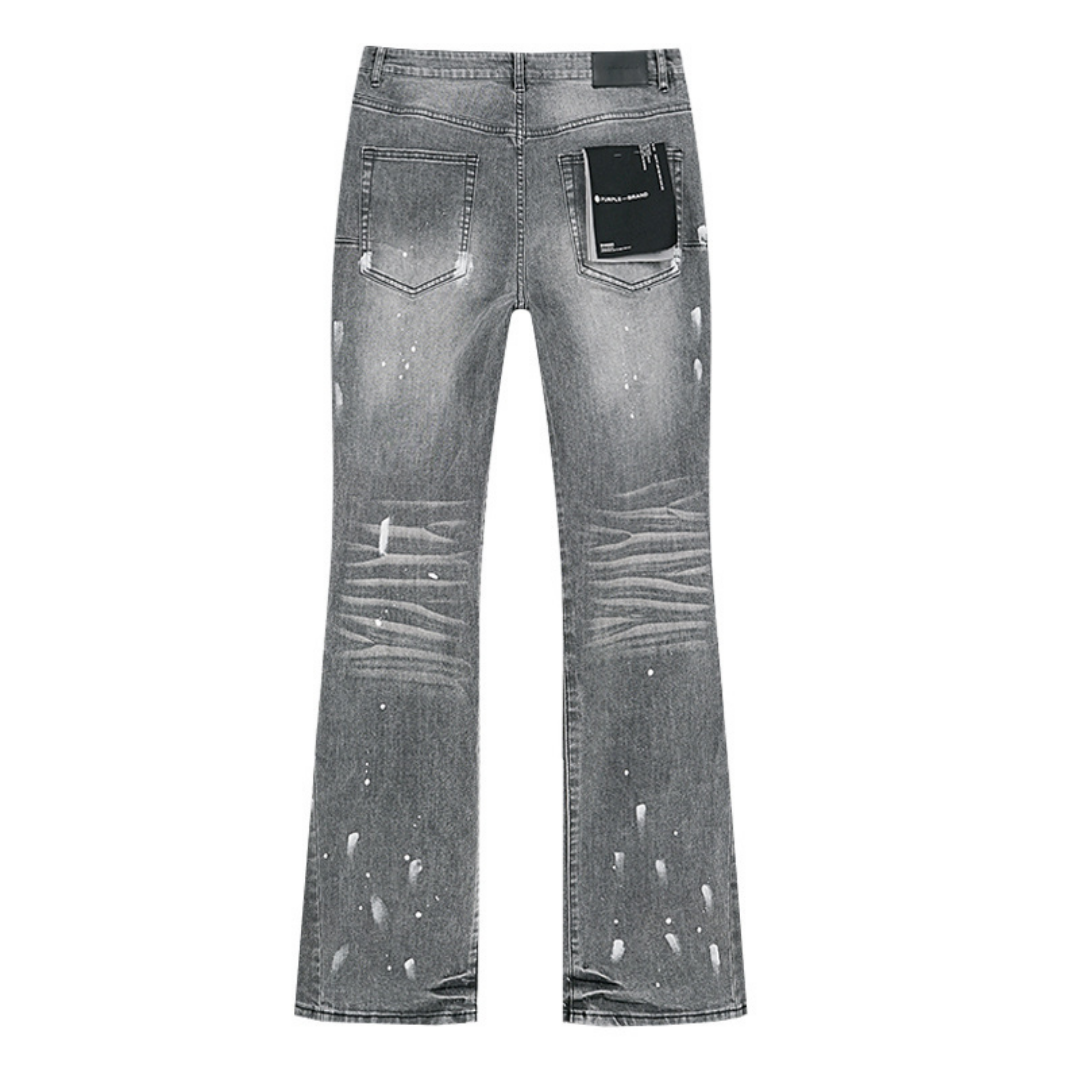 Purple Flared Jeans Lavado Claro Roturas 3