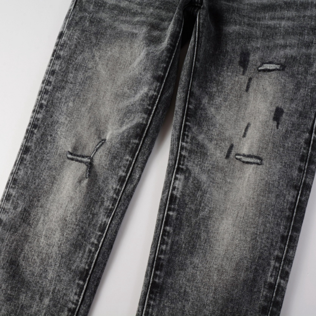 Purple Grey Ripped Jeans Lavado Claro Roturas