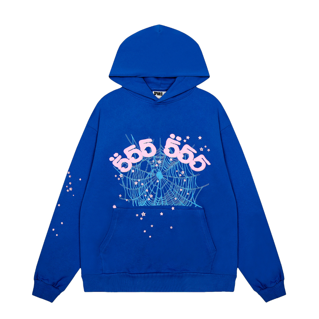 Conjunto Sp5der Azul Azul Blanco Logotipo Rosa