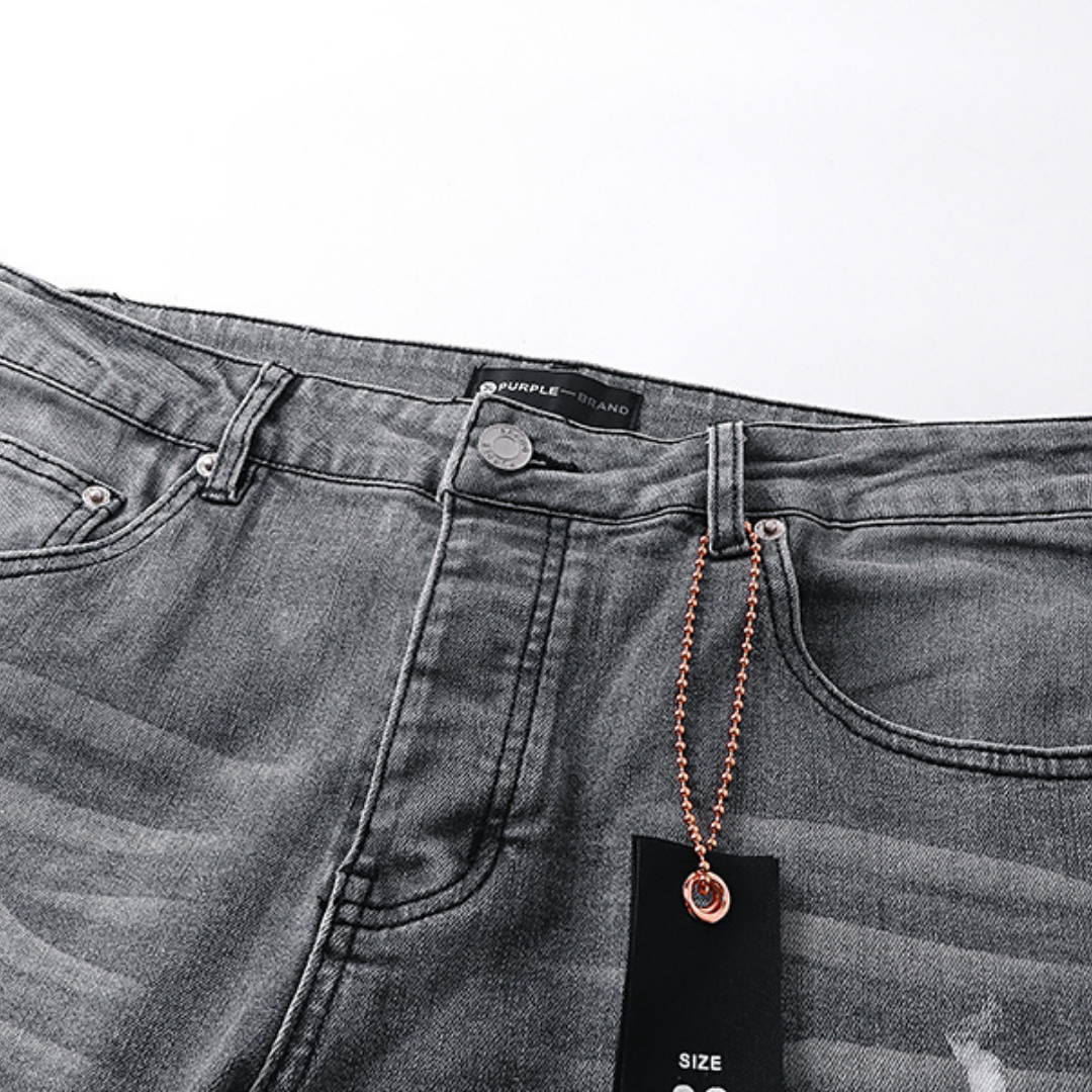 Purple Flared Jeans Lavado Claro Roturas 3