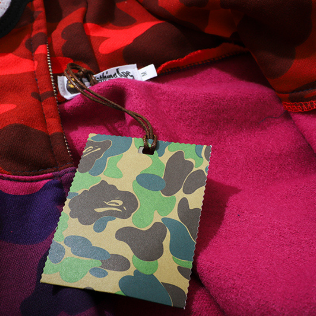 Bape Zip Hoodie Camo Rojo Shark