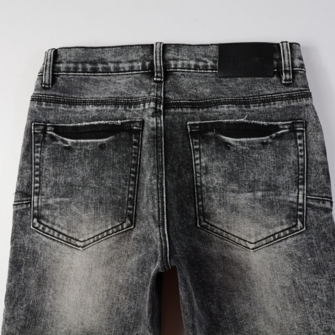 Purple Grey Ripped Jeans Lavado Claro Roturas