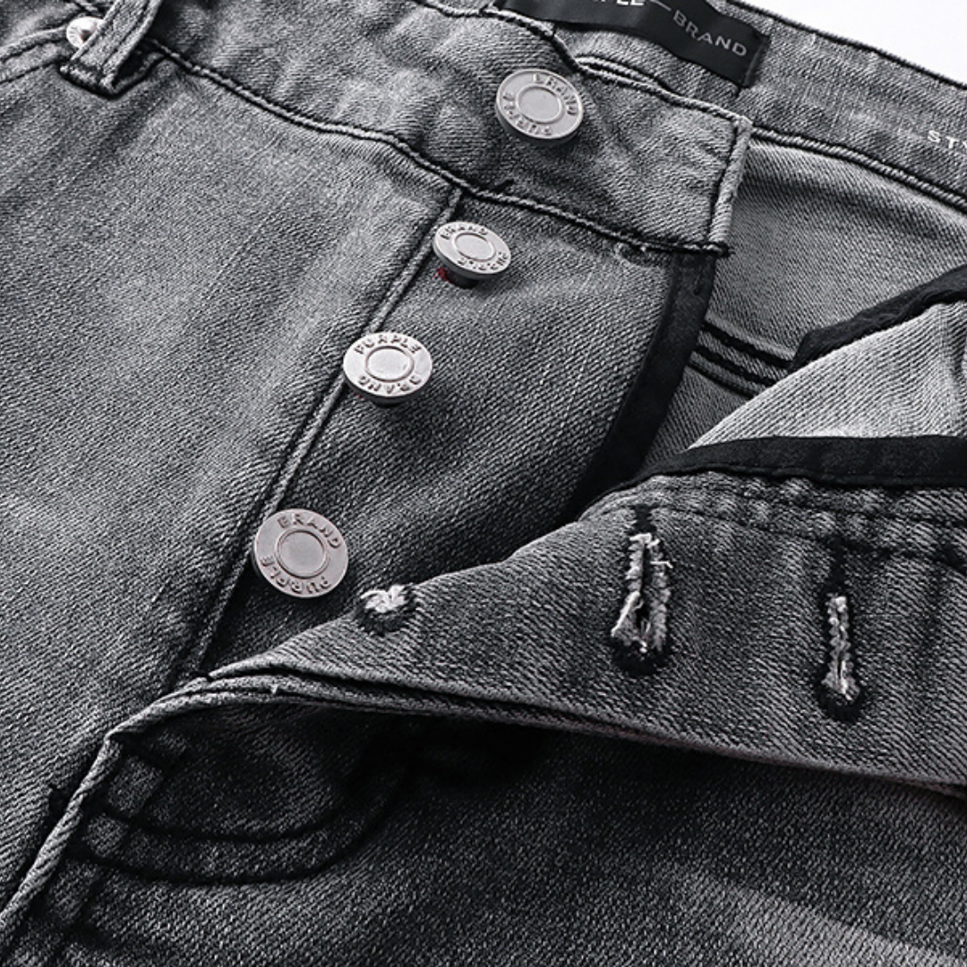 Purple Flared Jeans Lavado Claro Roturas 3