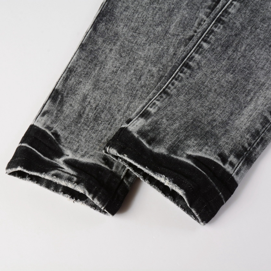 Purple Grey Ripped Jeans Lavado Claro Roturas