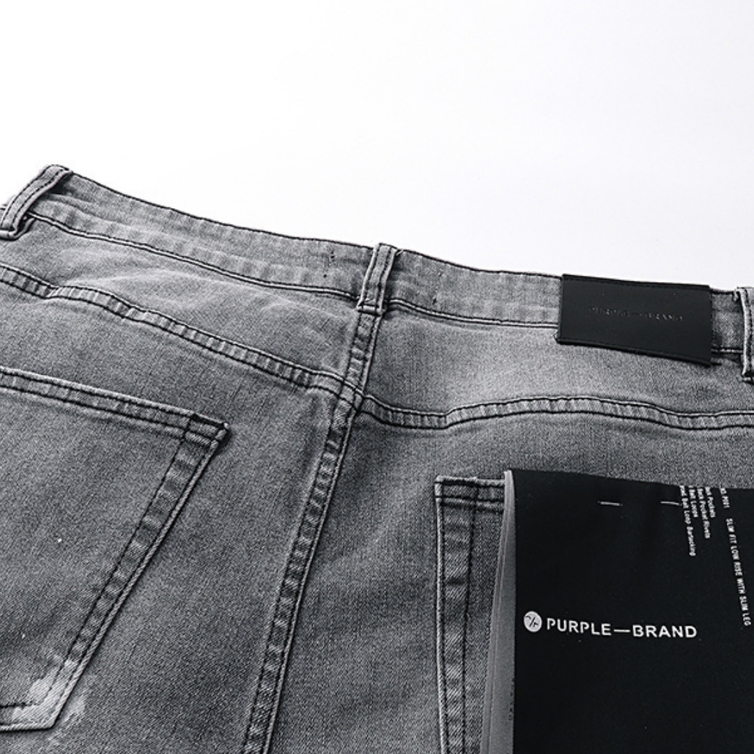 Purple Flared Jeans Lavado Claro Roturas 3