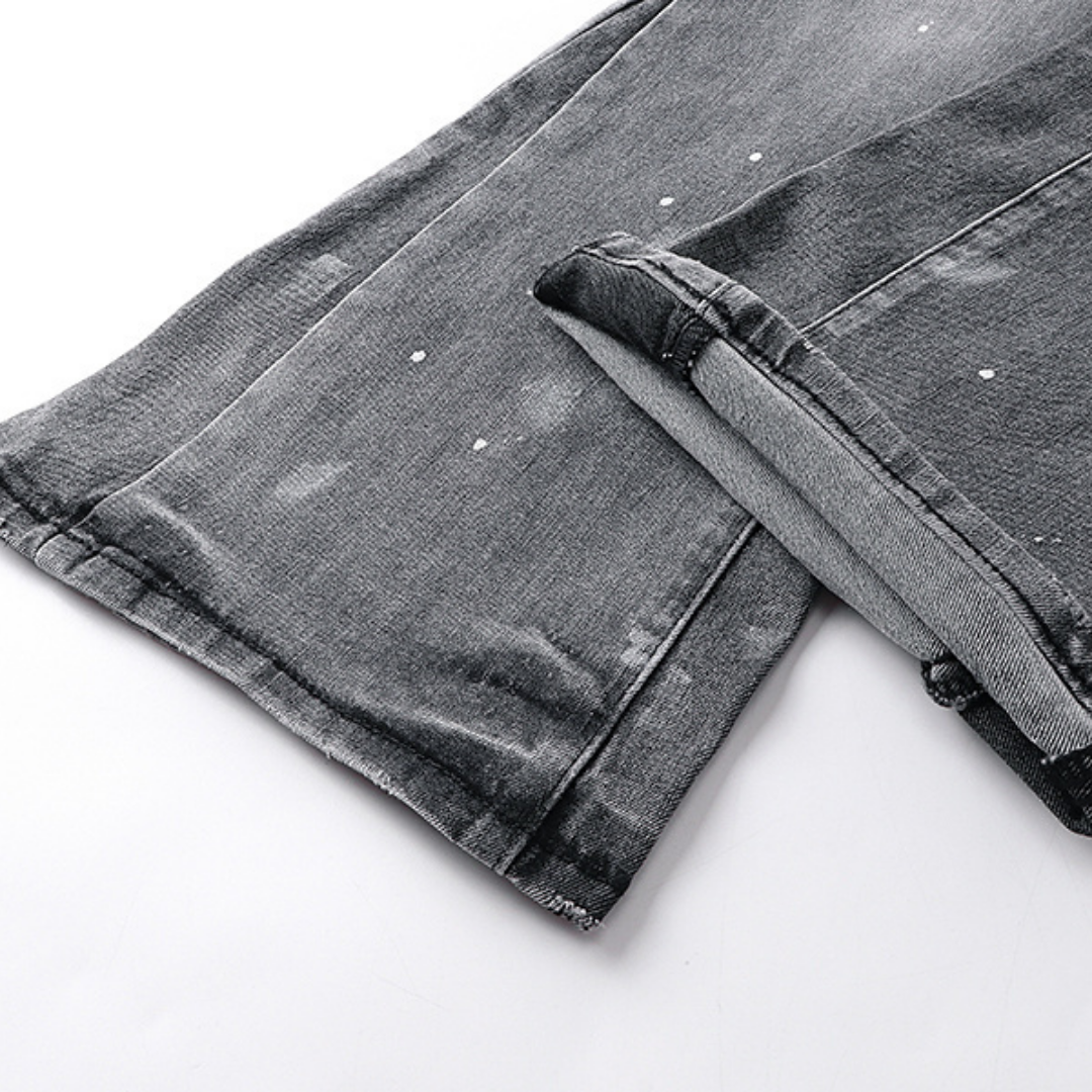 Purple Flared Jeans Lavado Claro Roturas 3