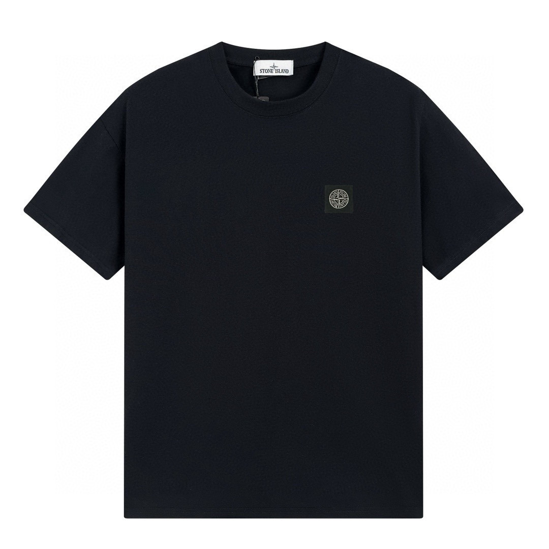 Camiseta Stone Island Negro Negro Logo Blanco